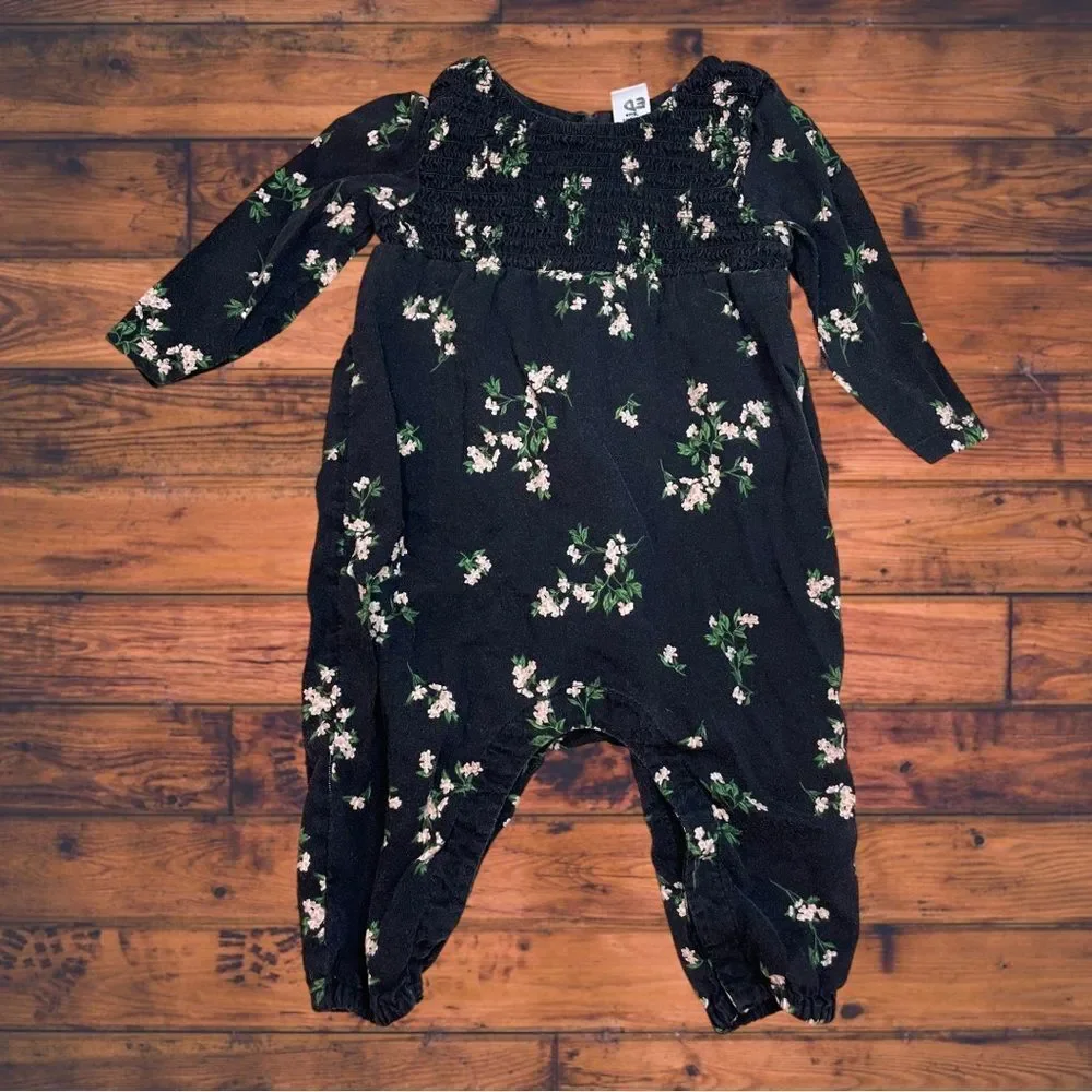 5 for $25🔥Old Navy Floral Black Jumpsuit Baby Girl Size‎ 3-6 Months